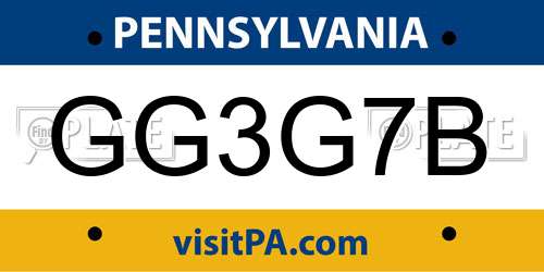 GG3G7B Pennsylvania License Plate