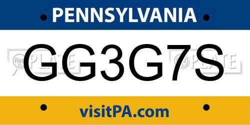 GG3G7S Pennsylvania License Plate