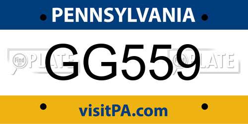 GG559 Pennsylvania License Plate