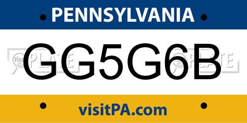 GG5G6B Pennsylvania License Plate