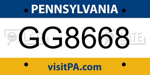 GG8668 Pennsylvania License Plate