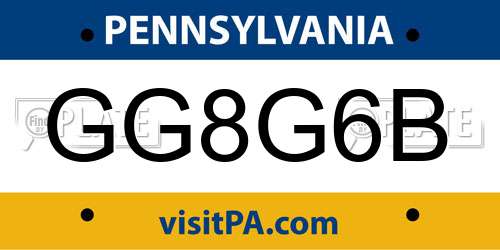 GG8G6B Pennsylvania License Plate