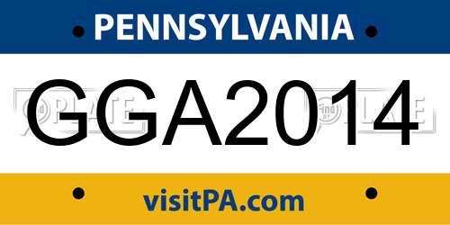 GGA2014 Pennsylvania License Plate