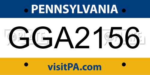 GGA2156 Pennsylvania License Plate