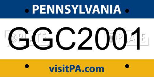 GGC2001 Pennsylvania License Plate
