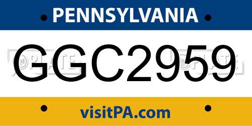 GGC2959 Pennsylvania License Plate