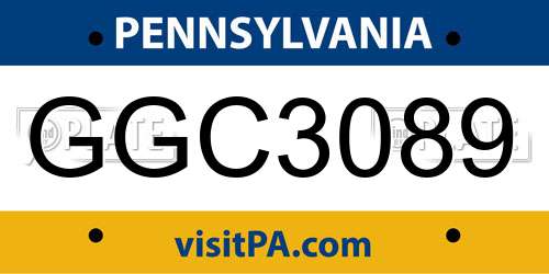 GGC3089 Pennsylvania License Plate