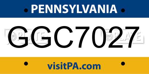 GGC7027 Pennsylvania License Plate