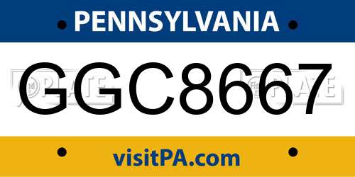GGC8667 Pennsylvania License Plate