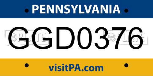 GGD0376 Pennsylvania License Plate
