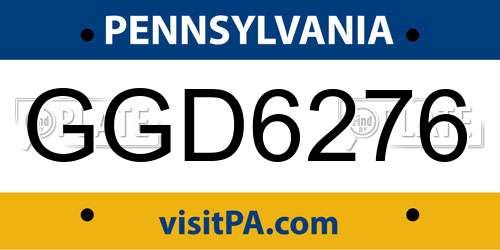GGD6276 Pennsylvania License Plate