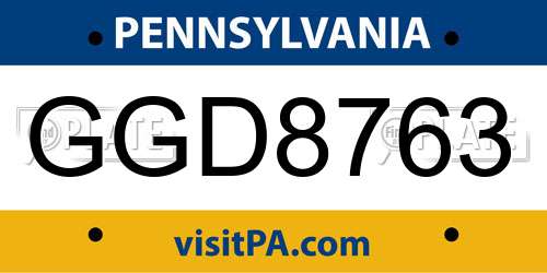 GGD8763 Pennsylvania License Plate