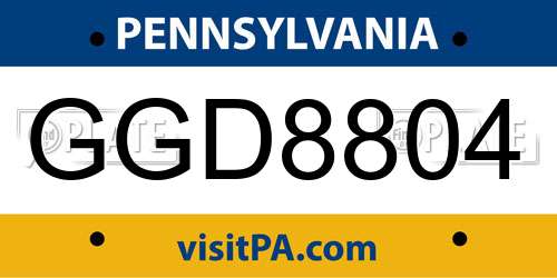 GGD8804 Pennsylvania License Plate
