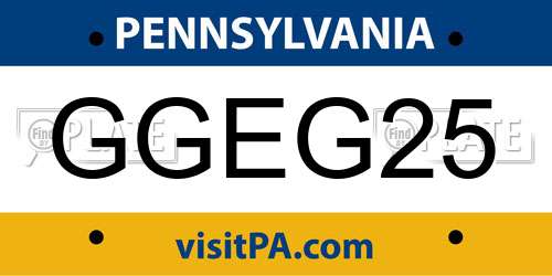 GGEG25 Pennsylvania License Plate