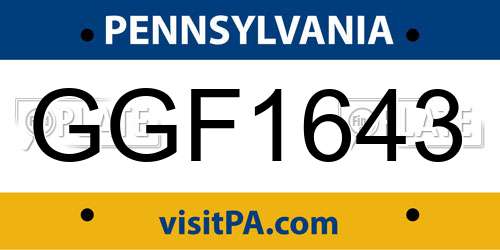 GGF1643 Pennsylvania License Plate