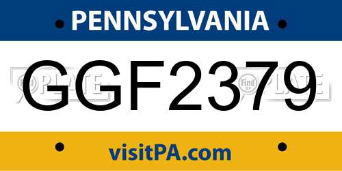 GGF2379 Pennsylvania License Plate