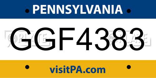 GGF4383 Pennsylvania License Plate