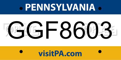 GGF8603 Pennsylvania License Plate
