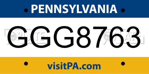 GGG8763 Pennsylvania License Plate