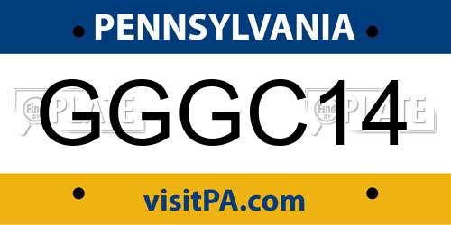 GGGC14 Pennsylvania License Plate