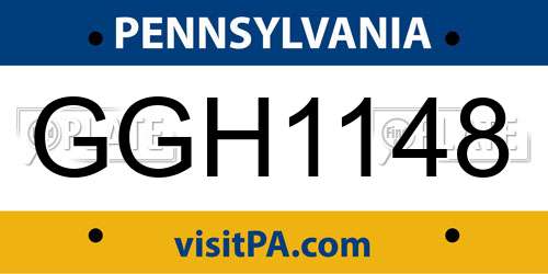 GGH1148 Pennsylvania License Plate