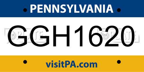 GGH1620 Pennsylvania License Plate