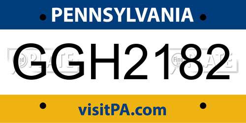 GGH2182 Pennsylvania License Plate