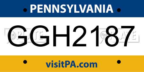 GGH2187 Pennsylvania License Plate