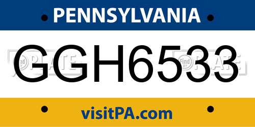 GGH6533 Pennsylvania License Plate