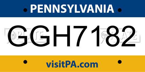 GGH7182 Pennsylvania License Plate
