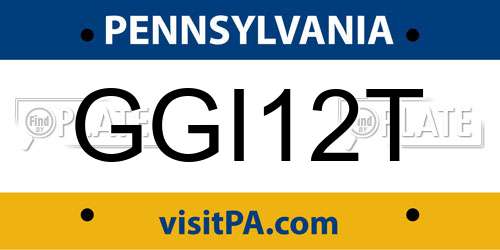 GGI12T Pennsylvania License Plate