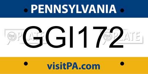 GGI172 Pennsylvania License Plate