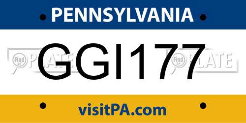 GGI177 Pennsylvania License Plate