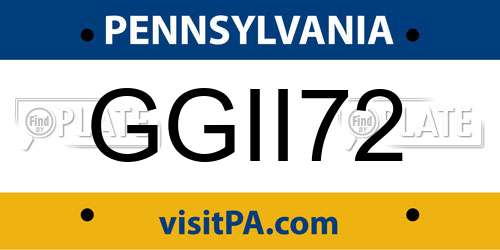 GGII72 Pennsylvania License Plate