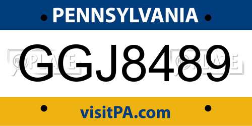 GGJ8489 Pennsylvania License Plate