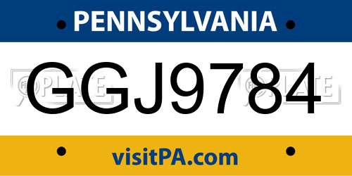 GGJ9784 Pennsylvania License Plate
