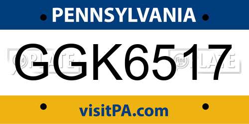 GGK6517 Pennsylvania License Plate