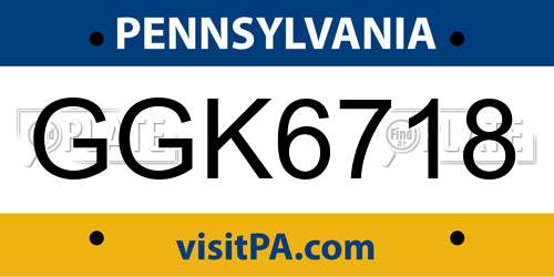 GGK6718 Pennsylvania License Plate