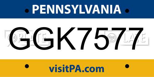 GGK7577 Pennsylvania License Plate