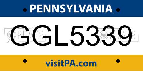 GGL5339 Pennsylvania License Plate