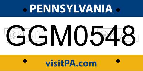 GGM0548 Pennsylvania License Plate