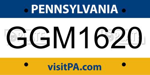 GGM1620 Pennsylvania License Plate