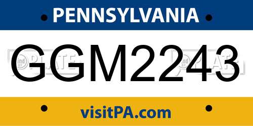 GGM2243 Pennsylvania License Plate