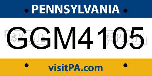 GGM4105 Pennsylvania License Plate