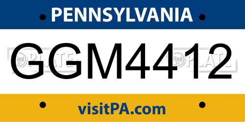 GGM4412 Pennsylvania License Plate