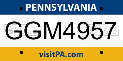 GGM4957 Pennsylvania License Plate