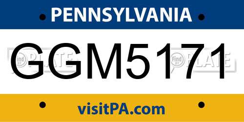 GGM5171 Pennsylvania License Plate