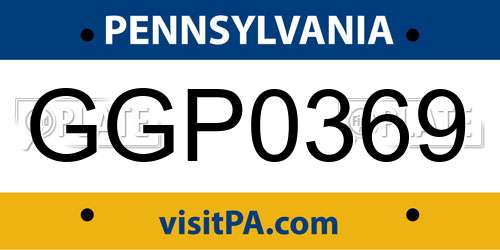 GGP0369 Pennsylvania License Plate