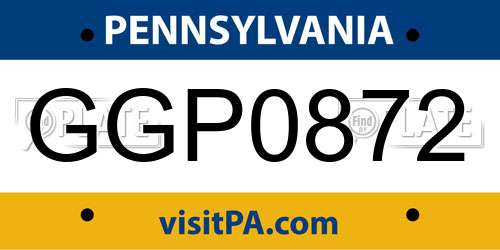GGP0872 Pennsylvania License Plate
