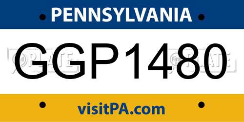GGP1480 Pennsylvania License Plate